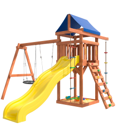 Детская площадка с горкой, подвесными качелями лодочка и гнездом...